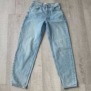 Doen Light Blue Denim Jeans with Copper Button, Size 25.